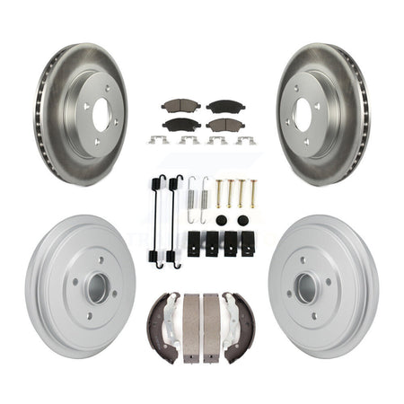 Front Rear Coated Disc Brake Rotor Ceramic Pad Drum Kit (7Pc) For Nissan Micra Versa Note KGC-102874