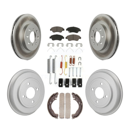 Front Rear Coated Brake Rotor Ceramic Pad Drum Kit (7Pc) For Honda Fit DX with GAS engine KGC-102875