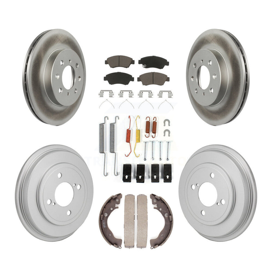 Front Rear Coated Brake Rotor Ceramic Pad Drum Kit (7Pc) For Honda Fit DX with GAS engine KGC-102875