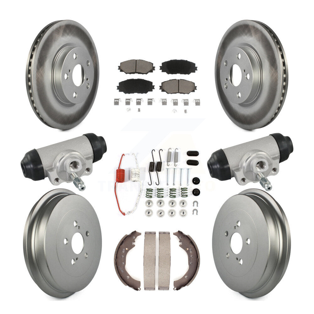 Front Rear Coated Disc Brake Rotors Ceramic Pads And Drum Kit (9Pc) For Toyota Corolla KGC-102881