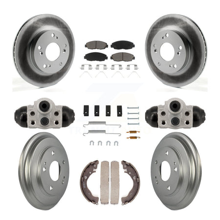 Front Rear Coated Disc Brake Rotors Ceramic Pads And Drum Kit (9Pc) For Honda Civic KGC-102883