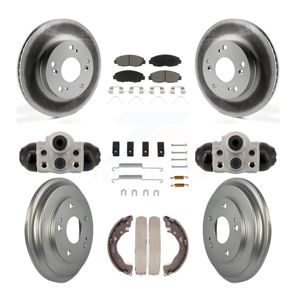 Front Rear Coated Disc Brake Rotors Ceramic Pads And Drum Kit (9Pc) For Honda Civic KGC-102883