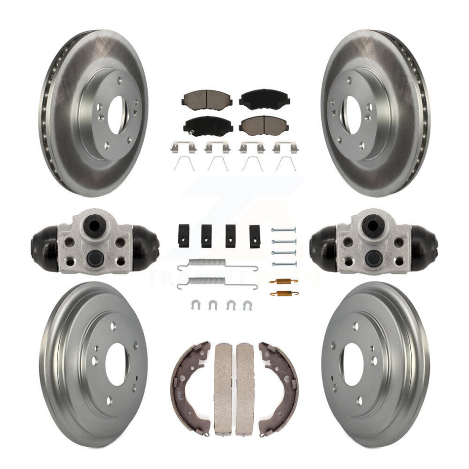 Front Rear Coated Disc Brake Rotors Ceramic Pads And Drum Kit (9Pc) For Honda Civic KGC-102884