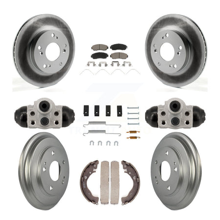 Front Rear Coated Disc Brake Rotors Ceramic Pads And Drum Kit (9Pc) For Honda Civic KGC-102886