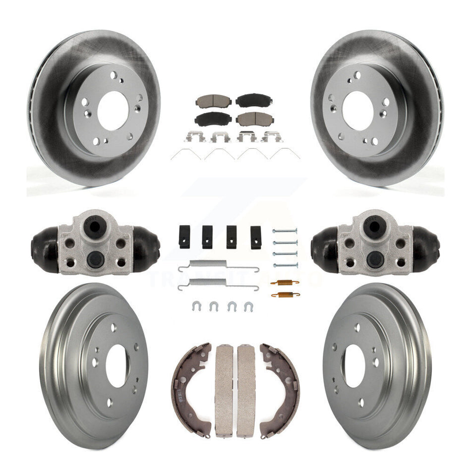 Front Rear Coated Disc Brake Rotors Ceramic Pads And Drum Kit (9Pc) For Honda Civic KGC-102886
