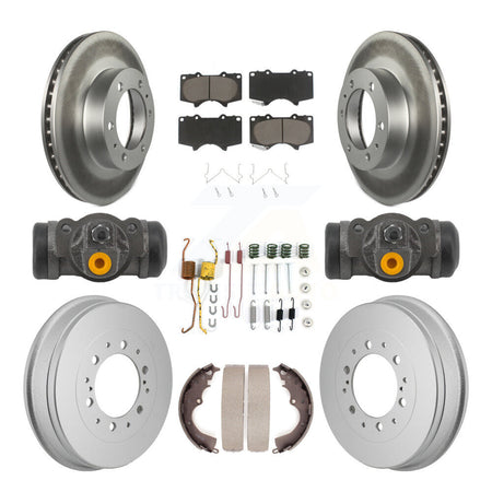 Front Rear Coated Disc Brake Rotors Ceramic Pads And Drum Kit (9Pc) For Toyota Tacoma KGC-102889