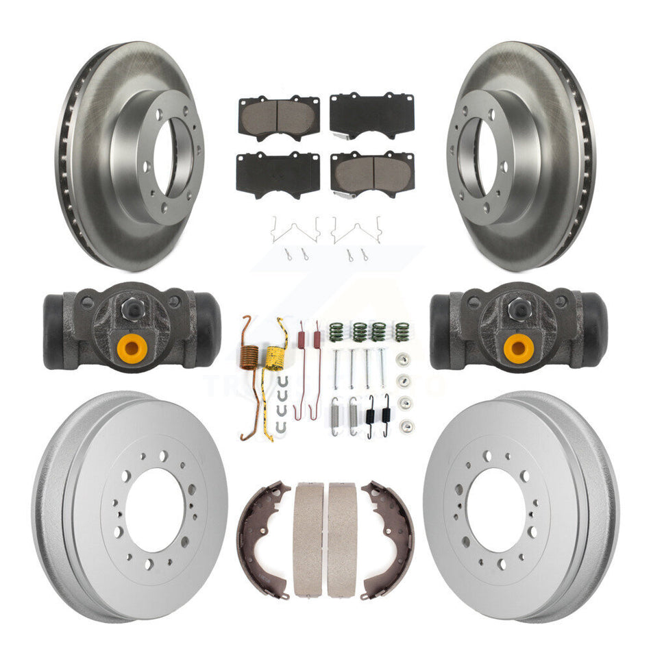 Front Rear Coated Disc Brake Rotors Ceramic Pads And Drum Kit (9Pc) For Toyota Tacoma KGC-102889