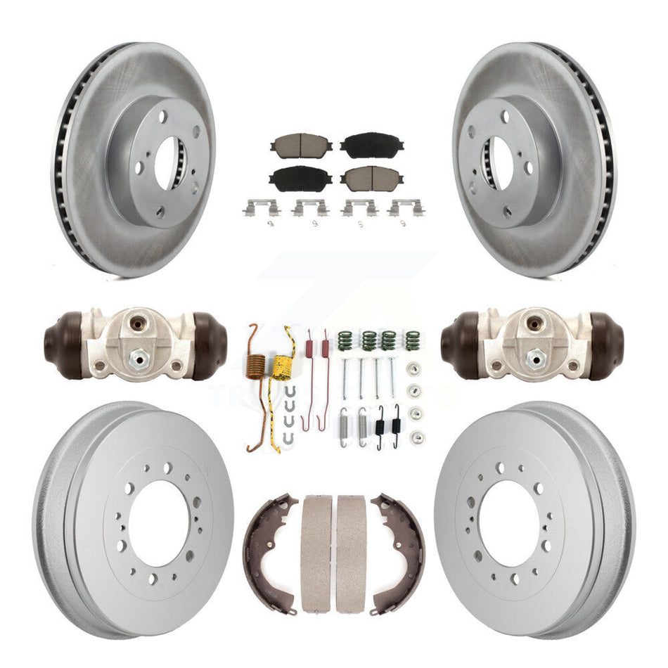 Front Rear Coated Disc Brake Rotors Ceramic Pad Drum Kit (9Pc) For 2015 Toyota Tacoma 4WD KGC-102890
