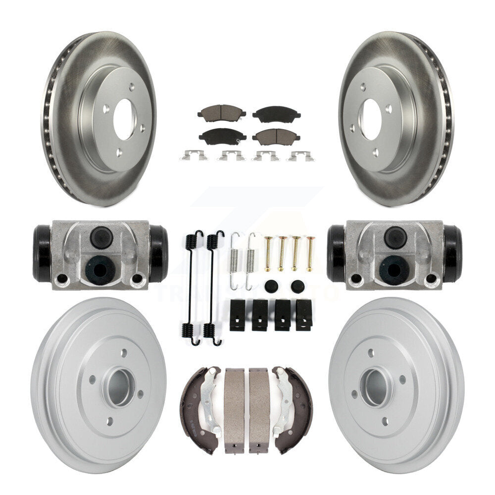 Front Rear Coated Disc Brake Rotor Ceramic Pad Drum Kit (9Pc) For Nissan Micra Versa Note KGC-102893