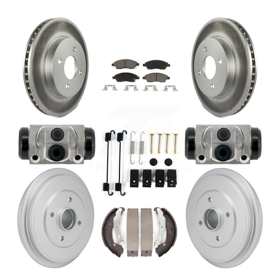 Front Rear Coated Disc Brake Rotor Ceramic Pad Drum Kit (9Pc) For Nissan Micra Versa Note KGC-102893