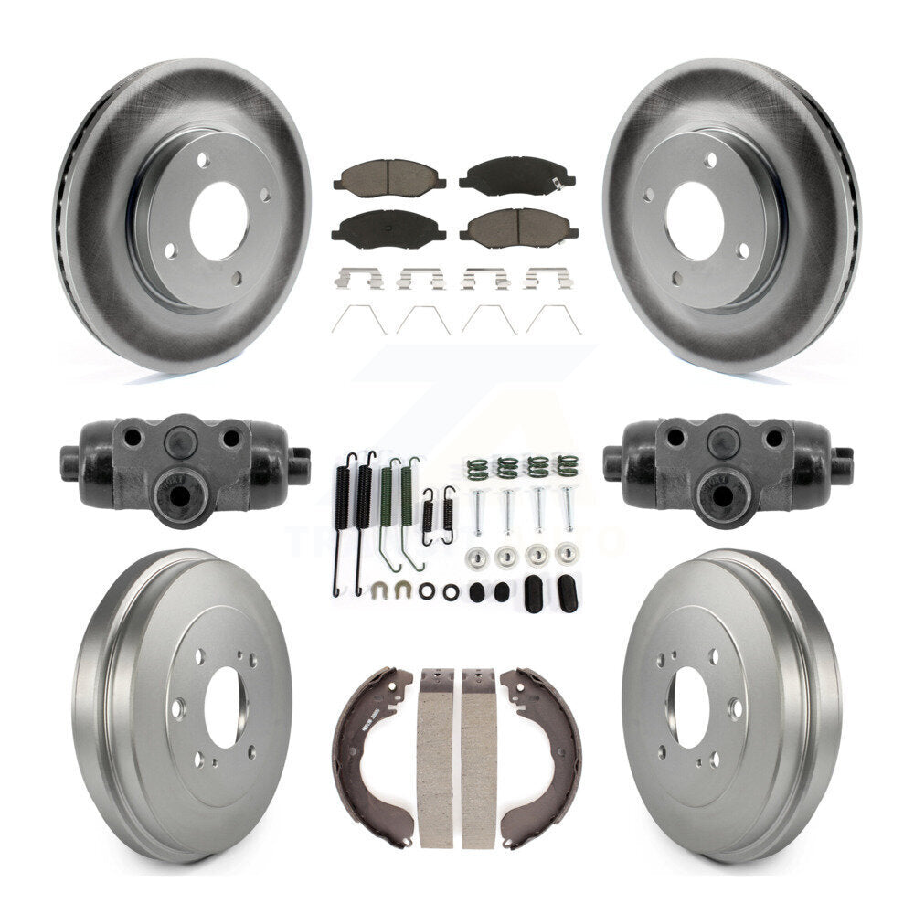 Front Rear Coat Brake Rotors Ceramic Pad Drum Kit (9Pc) For 2008 Nissan Versa 4-Wheel ABS KGC-102894