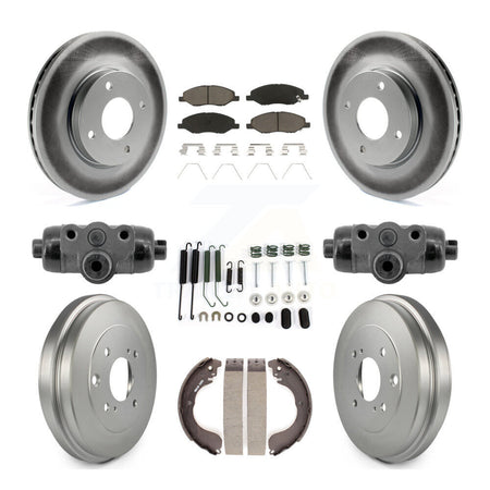 Front Rear Coat Brake Rotors Ceramic Pad Drum Kit (9Pc) For 2008 Nissan Versa 4-Wheel ABS KGC-102894