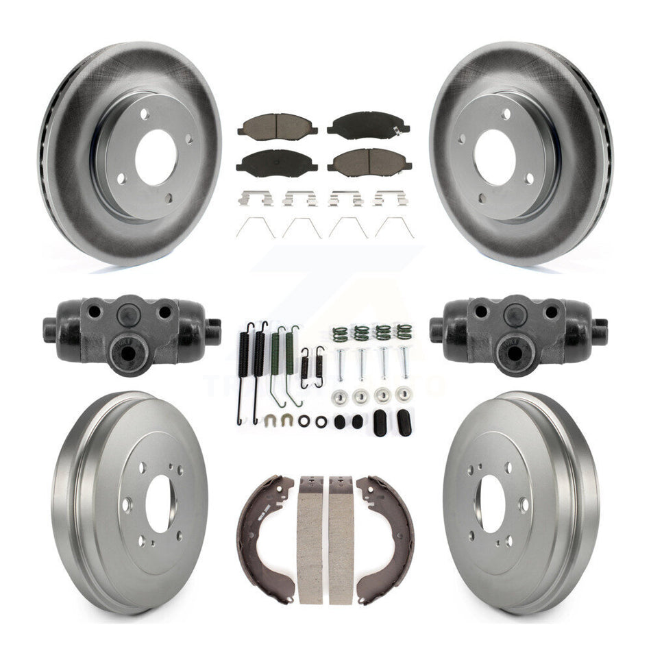 Front Rear Coat Brake Rotors Ceramic Pad Drum Kit (9Pc) For 2008 Nissan Versa 4-Wheel ABS KGC-102894