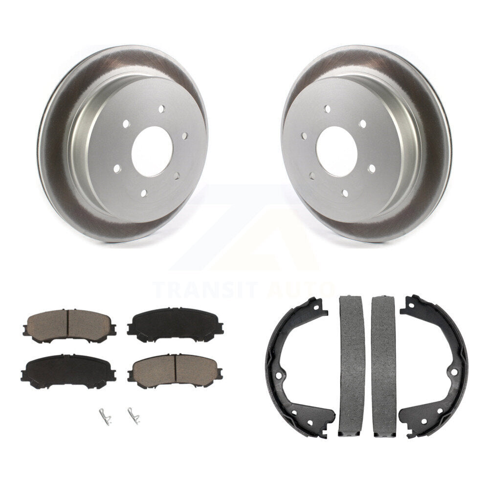 Rear Disc Coated Rotors Ceramic Pads & Parking Brake Shoes Kit For 2017-2023 Nissan TITAN KGC-102912