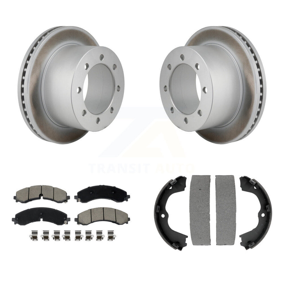 Rear Disc Coated Rotors Ceramic Pads & Parking Shoes Kit For GMC Sierra 3500 HD Chevrolet KGC-102913