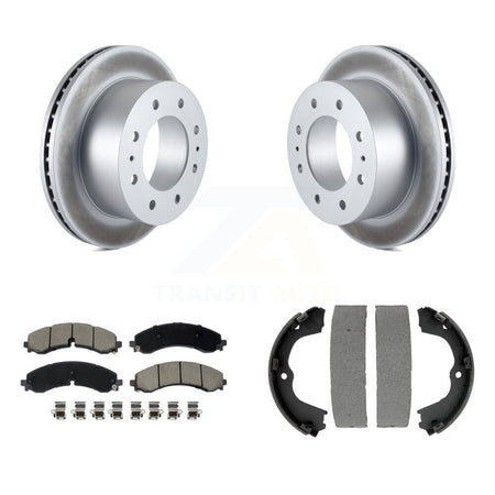 Rear Disc Coated Rotors Ceramic Pads & Parking Shoes Kit For GMC Chevrolet Sierra 2500 HD KGC-102914
