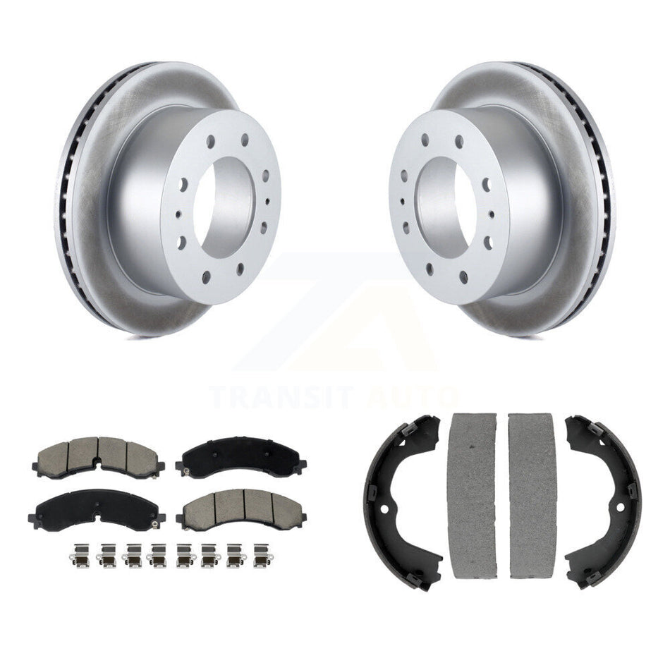 Rear Disc Coated Rotors Ceramic Pads & Parking Shoes Kit For GMC Chevrolet Sierra 2500 HD KGC-102914