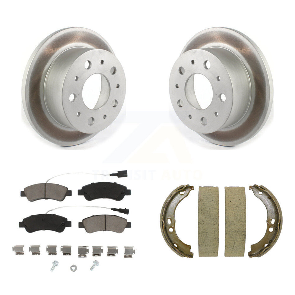 Rear Disc Coated Rotors Ceramic Pads & Parking Shoes Kit For Ram ProMaster 2500 3500 1500 KGC-102916