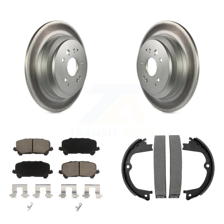 Rear Disc Coated Rotors Ceramic Pads And Parking Brake Shoes Kit For 2014-2016 Acura MDX KGC-102919
