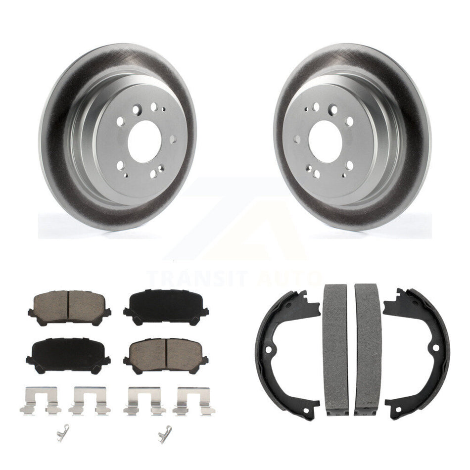 Rear Disc Coated Rotors Ceramic Pads Parking Shoes Kit For Honda Pilot Ridgeline Passport KGC-102920