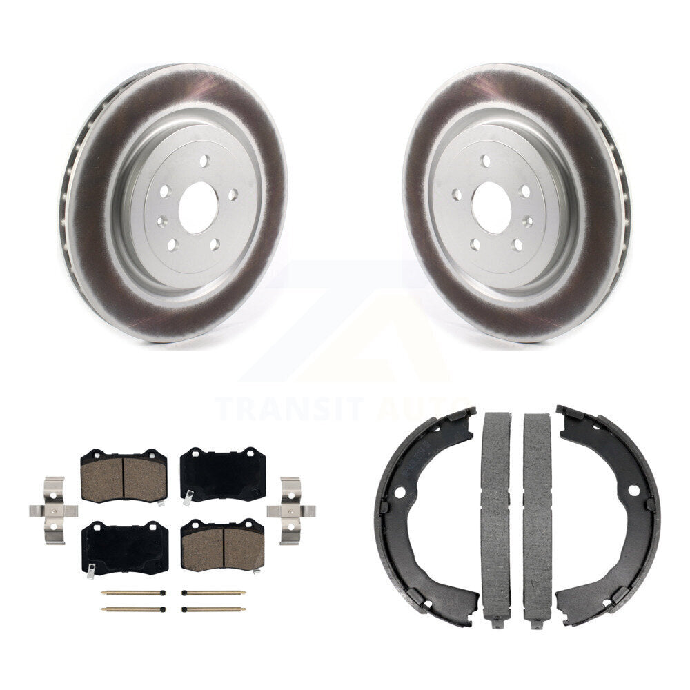 Rear Disc Coated Rotors Ceramic Pads Parking Shoes Kit For Chevrolet Camaro Cadillac CTS KGC-102921