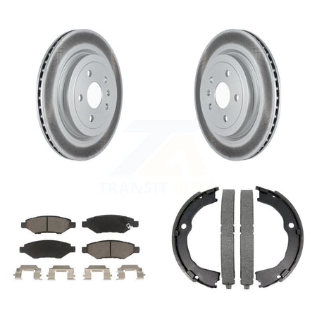 Rear Disc Coated Rotors Ceramic Pads And Parking Brake Shoes Kit For Cadillac CTS KGC-102923