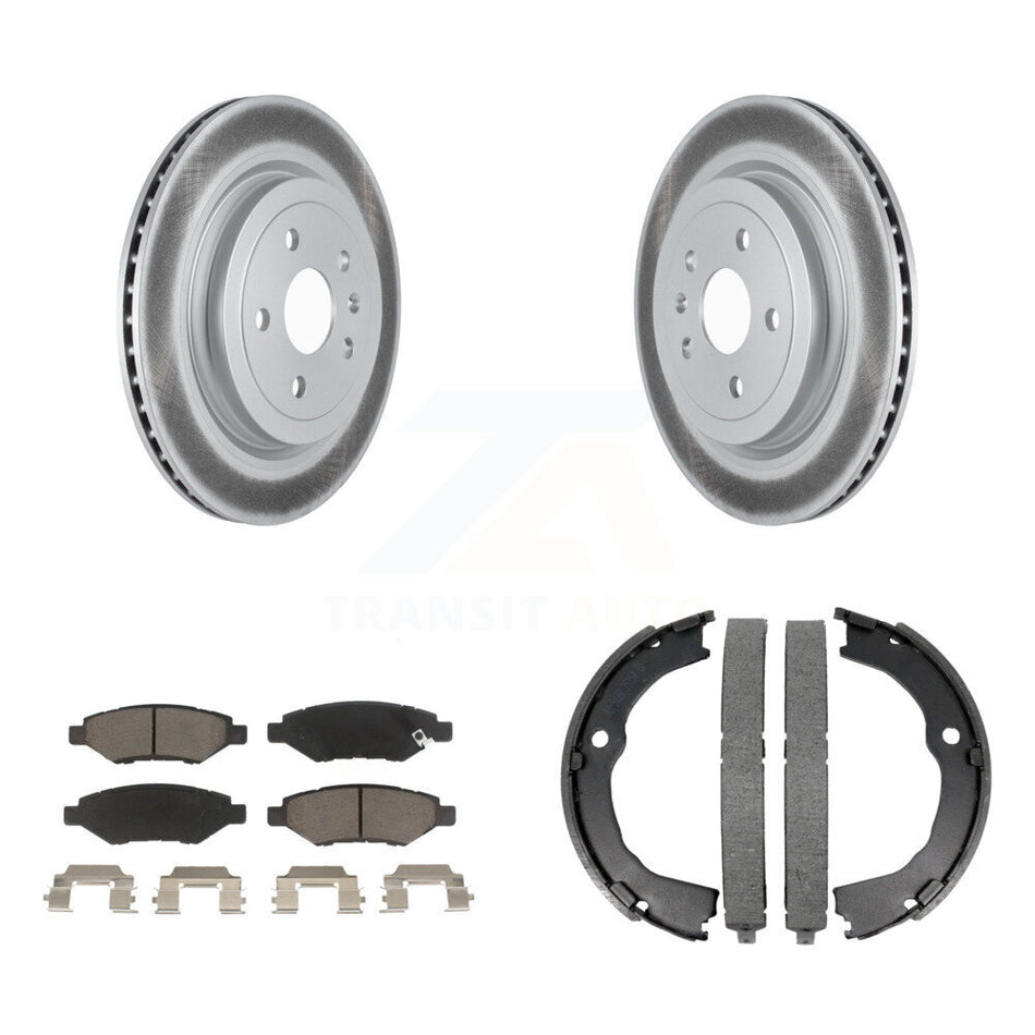 Rear Disc Coated Rotors Ceramic Pads And Parking Brake Shoes Kit For Cadillac CTS KGC-102923