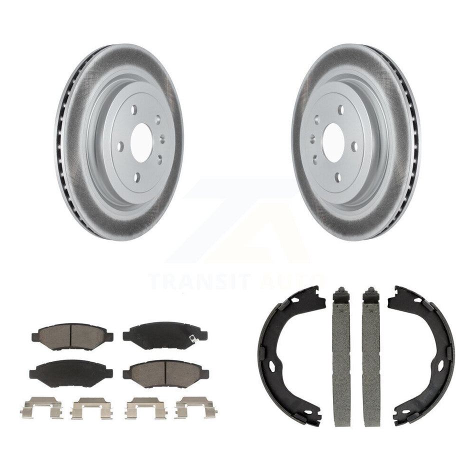 Rear Disc Coated Rotors Ceramic Pads And Parking Brake Shoes Kit For Cadillac CTS KGC-102924