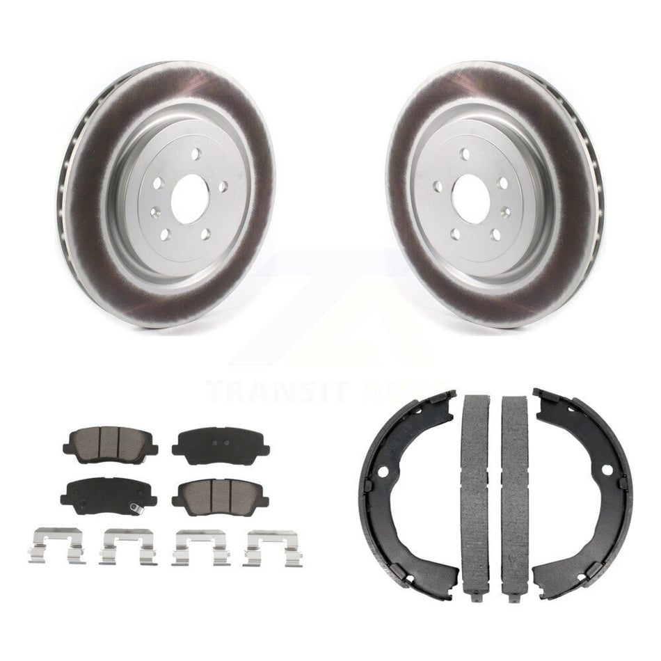 Rear Disc Coated Rotors Ceramic Pads & Parking Shoes Kit For Cadillac CTS Coupe with 6.2L KGC-102926