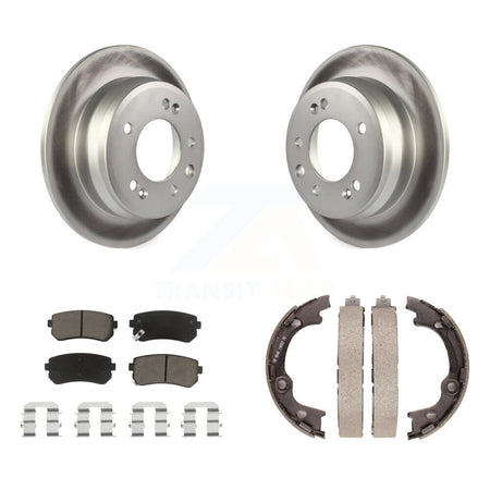 Rear Disc Coated Rotors Ceramic Pads & Parking Brake Shoes Kit For Hyundai Tucson Elantra KGC-102932
