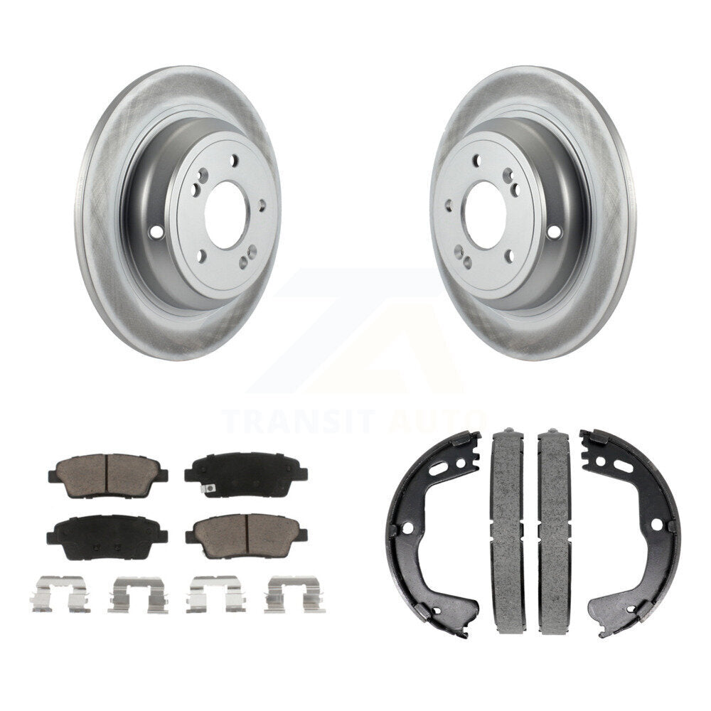 Rear Disc Coated Rotors Ceramic Pads And Parking Brake Shoes Kit For Hyundai Genesis G80 KGC-102934