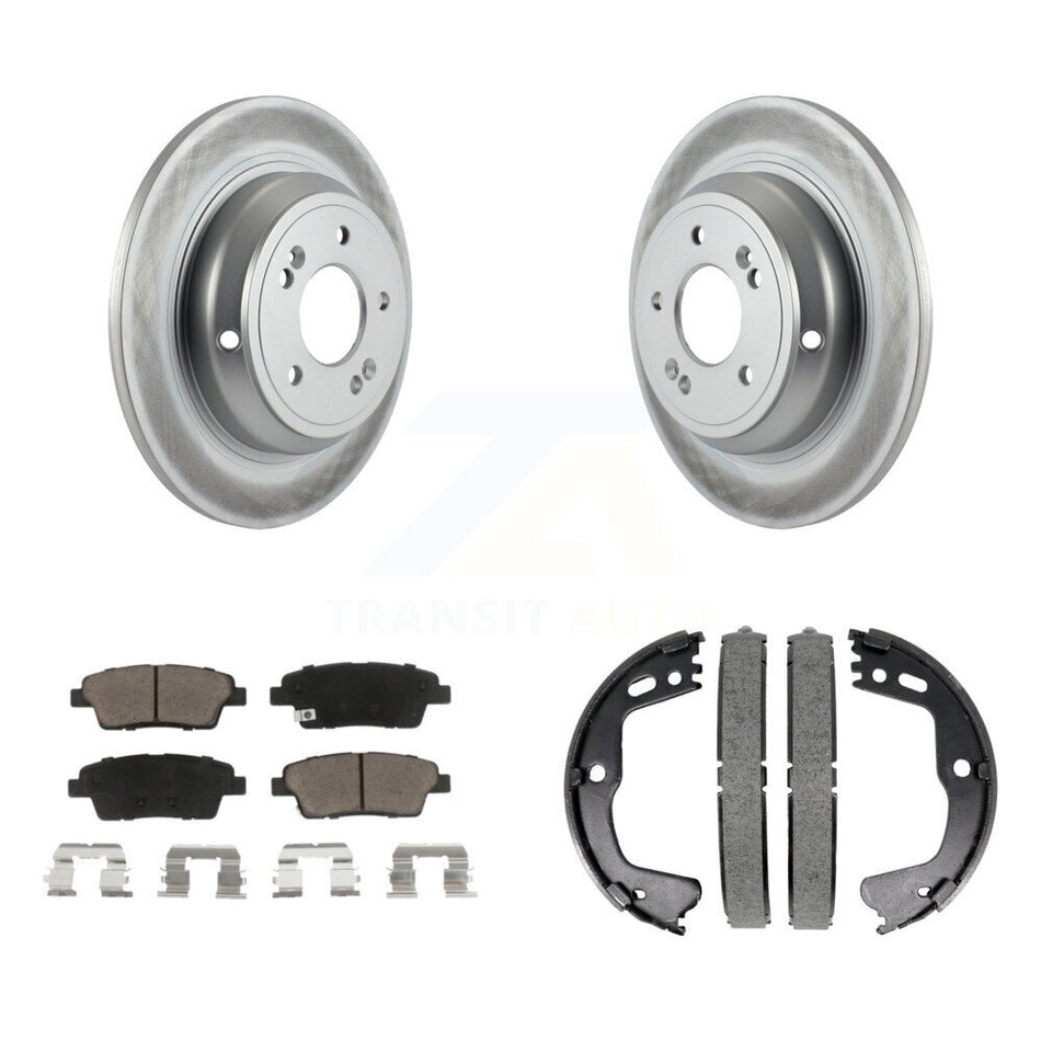 Rear Disc Coated Rotors Ceramic Pads And Parking Brake Shoes Kit For Hyundai Genesis G80 KGC-102934