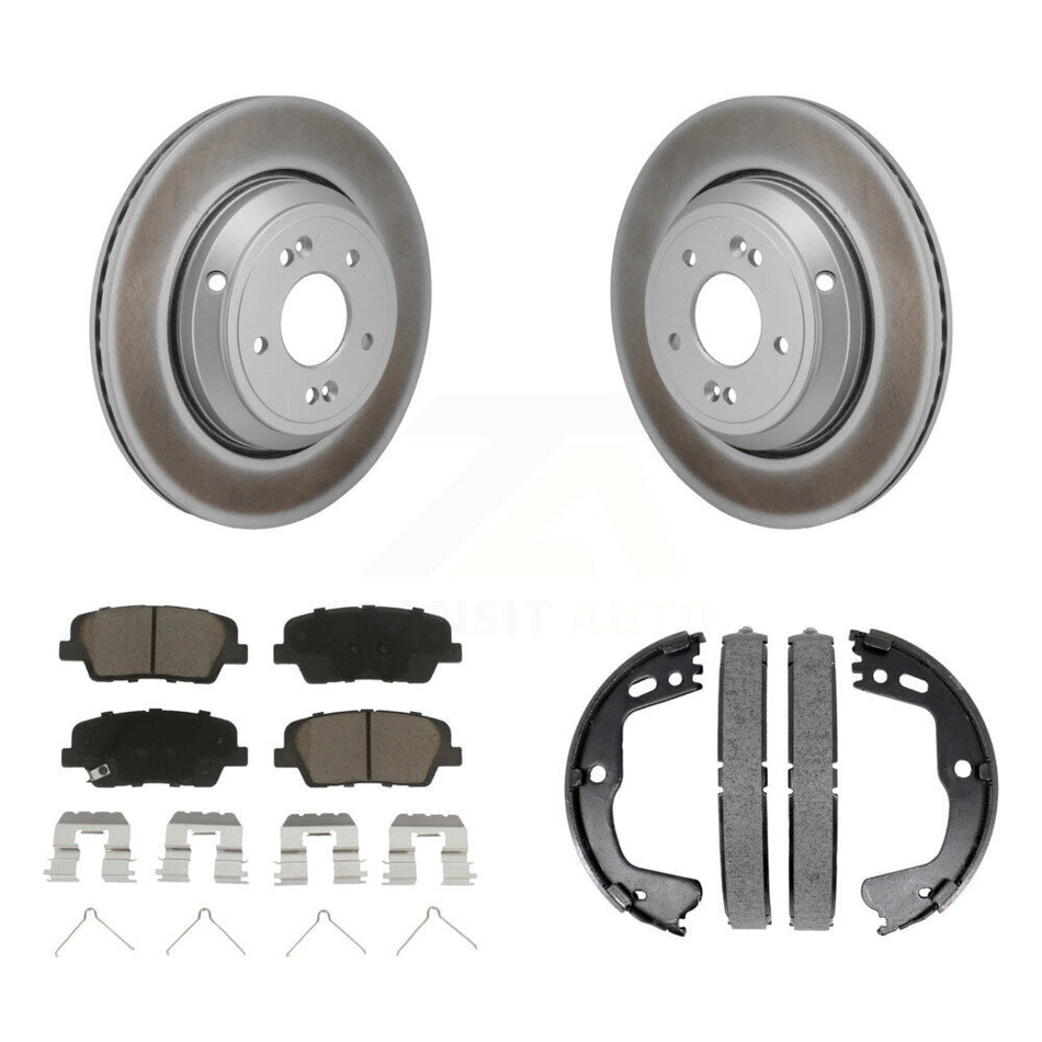 Rear Disc Coated Rotors Ceramic Pads And Parking Shoes Kit For 2018-2020 Genesis G80 3.3L KGC-102935