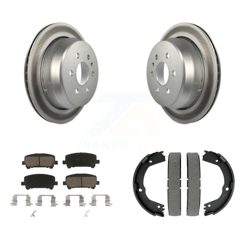 Rear Disc Coated Rotors Ceramic Pads Parking Shoes Kit For Chevrolet Colorado GMC Canyon KGC-102945