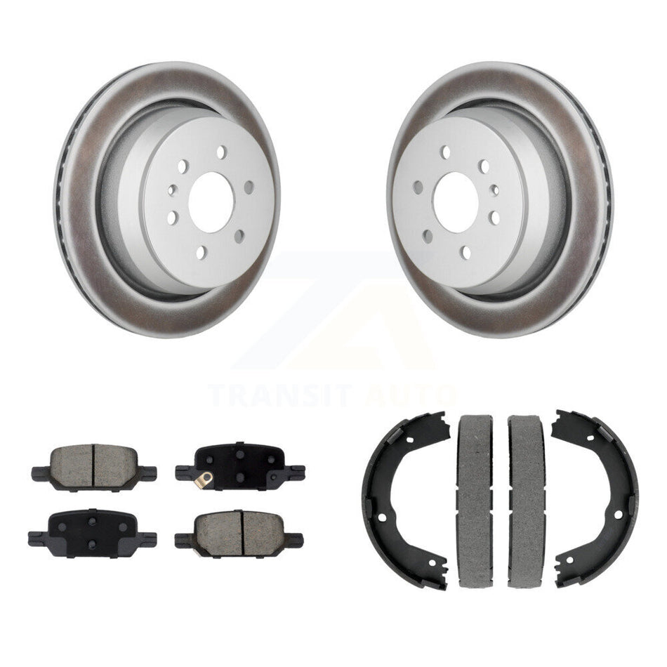 Rear Disc Coated Rotors Ceramic Pads Parking Shoes Kit For Chevrolet Colorado GMC Canyon KGC-102946