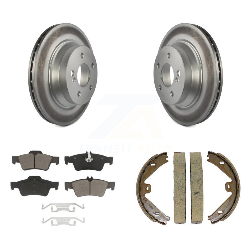 Rear Disc Coated Rotors Ceramic Pads Parking Shoes Kit For Mercedes-Benz E350 E400 CLS400 KGC-102949