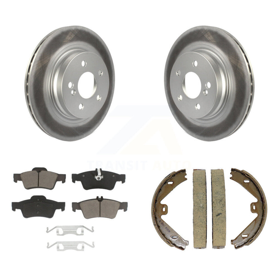 Rear Disc Coated Rotors Ceramic Pads And Parking Brake Shoes Kit For Mercedes-Benz E550 KGC-102951