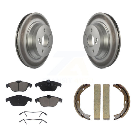 Rear Disc Coated Rotors Ceramic Pads Parking Brake Shoes Kit For Mercedes-Benz E350 E400 KGC-102953