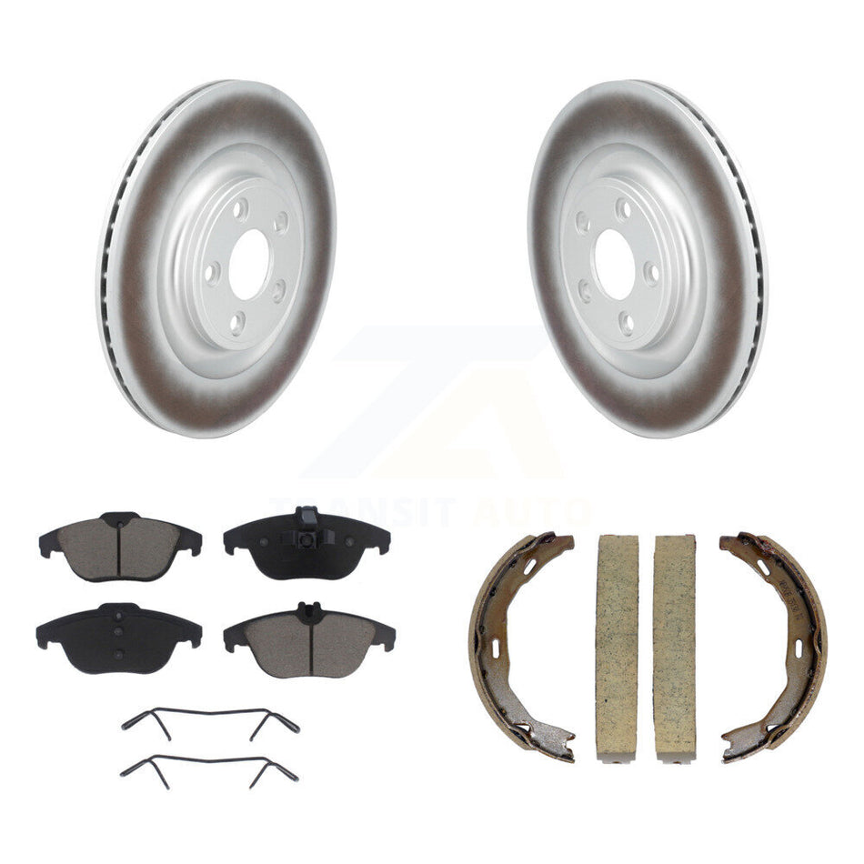 Rear Disc Coated Rotors Ceramic Pads And Parking Brake Shoes Kit For Mercedes-Benz E400 KGC-102954