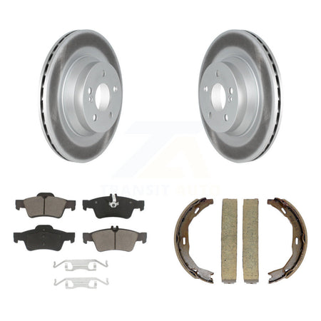 Rear Disc Coated Rotors Ceramic Pads And Parking Brake Shoes Kit For Mercedes-Benz E550 KGC-102956