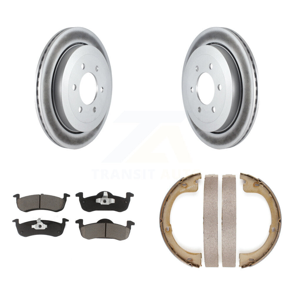 Rear Disc Coated Rotors Ceramic Pads Parking Brake Shoes Kit For Ford Expedition Lincoln KGC-102957