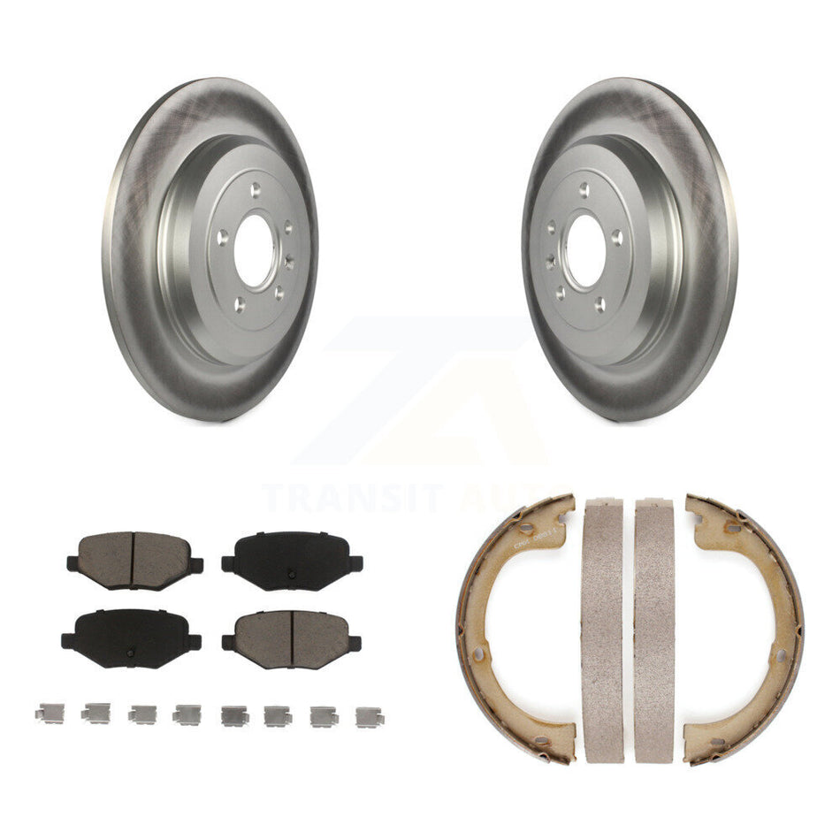 Rear Disc Coated Rotors Ceramic Pads And Parking Brake Shoes Kit For Lincoln MKT KGC-102958