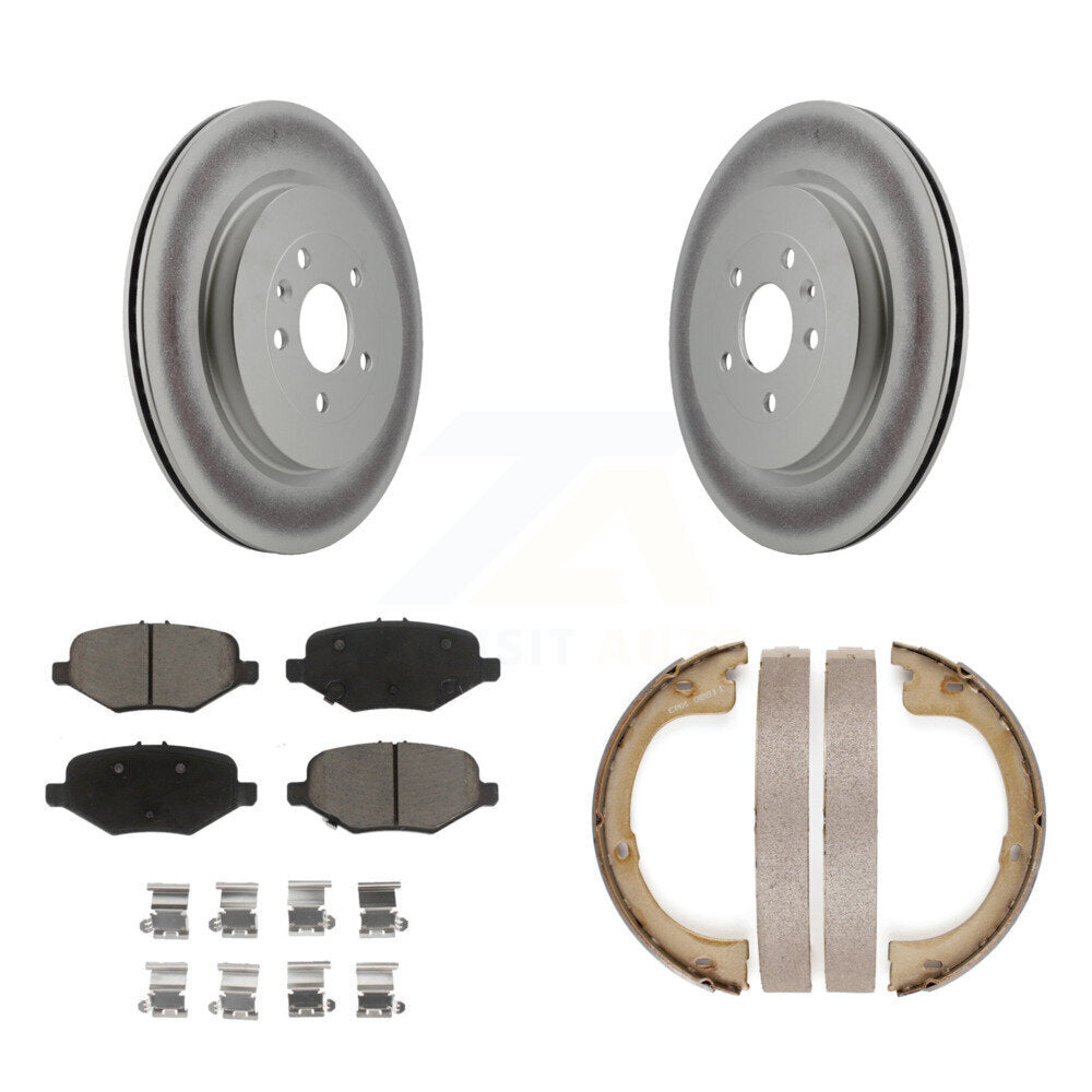 Rear Disc Coated Rotors Ceramic Pads And Parking Brake Shoes Kit For Lincoln MKT KGC-102960