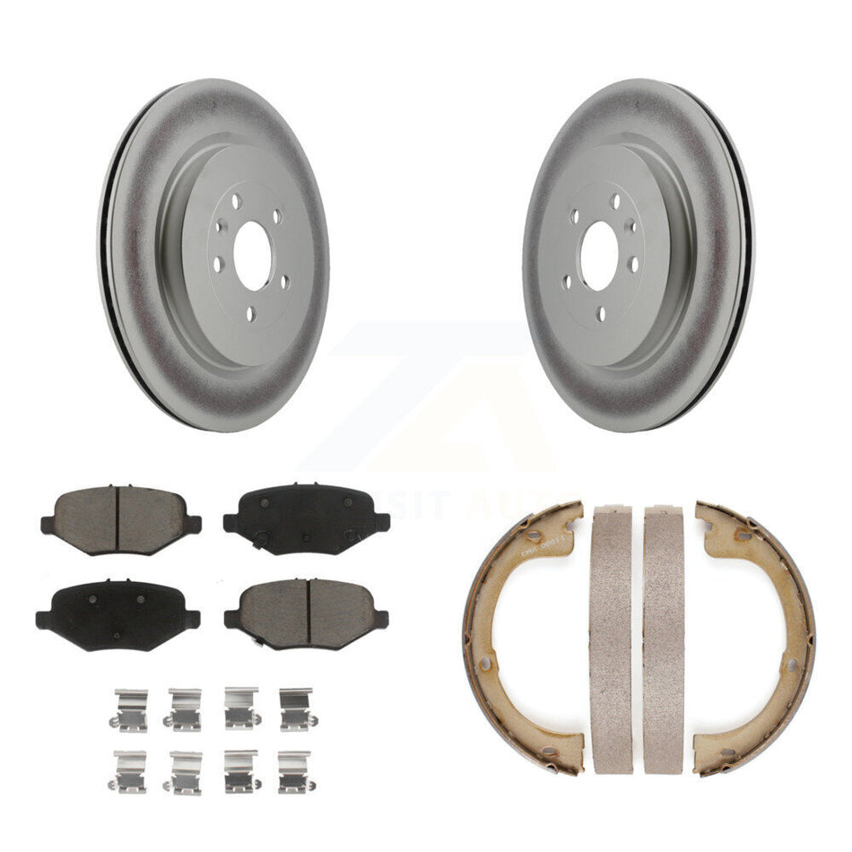 Rear Disc Coated Rotors Ceramic Pads And Parking Brake Shoes Kit For Lincoln MKT KGC-102960