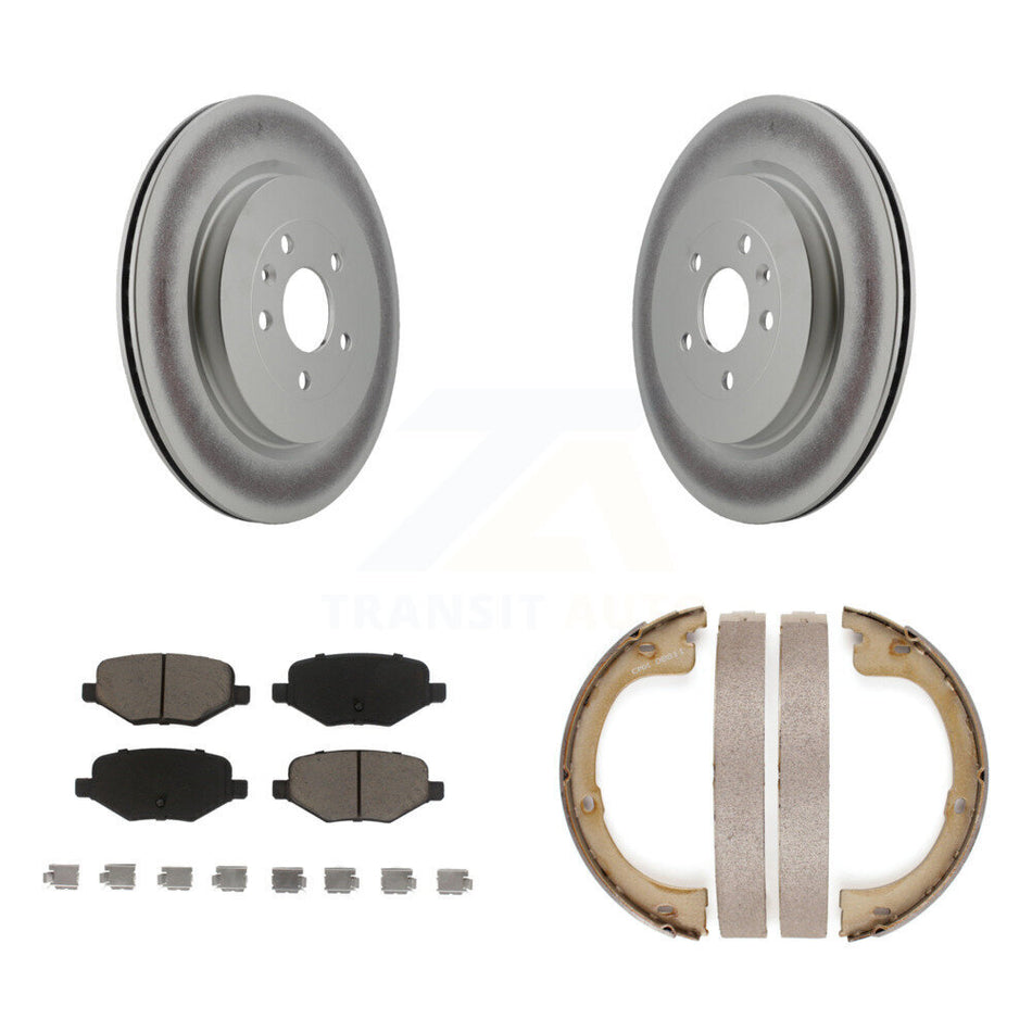 Rear Disc Coated Rotors Ceramic Pads And Parking Brake Shoes Kit For Lincoln MKT KGC-102961