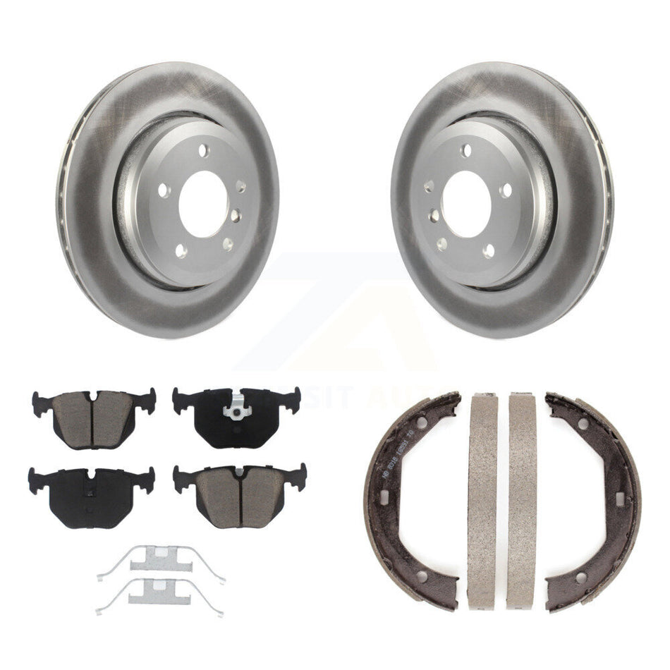 Rear Disc Coated Rotors Ceramic Pads And Parking Brake Shoes Kit For BMW 330Ci 330i 330xi KGC-102962