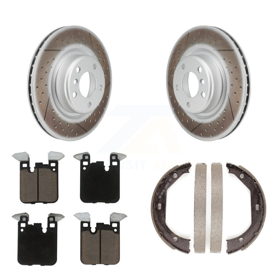 Rear Disc Coated Rotors Ceramic Pads And Parking Shoes Kit For BMW 328i 320i xDrive 428i KGC-102964