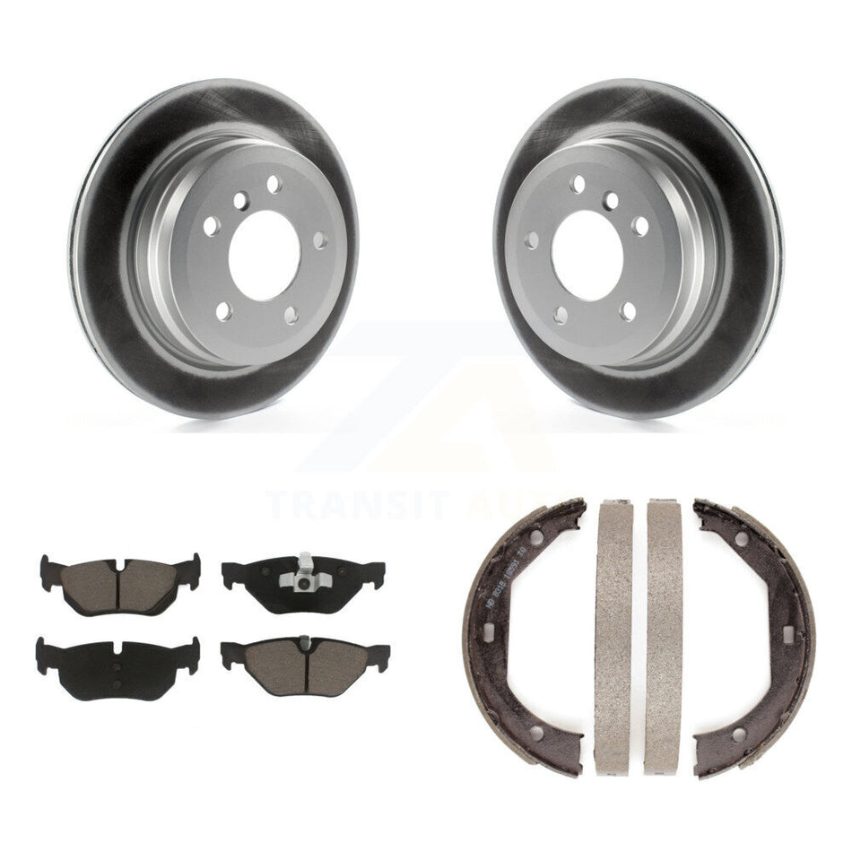 Rear Disc Coated Rotors Ceramic Pads Parking Shoes Kit For BMW 328i xDrive X1 328xi 325xi KGC-102966