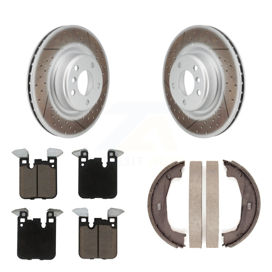 Rear Disc Coated Rotors Ceramic Pads Parking Shoes Kit For BMW 230i xDrive 228i 328i 428i KGC-102968