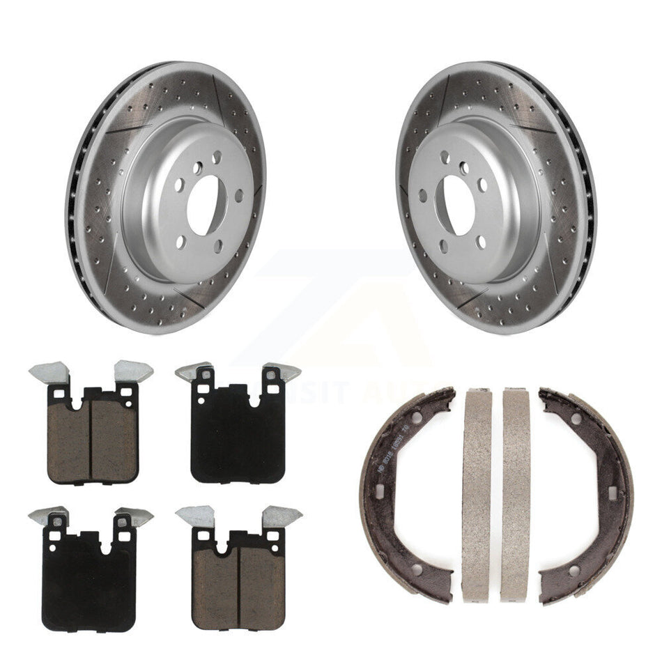 Rear Disc Coated Rotors Ceramic Pads Parking Shoes Kit For BMW 328i xDrive 330i 335i 428i KGC-102976